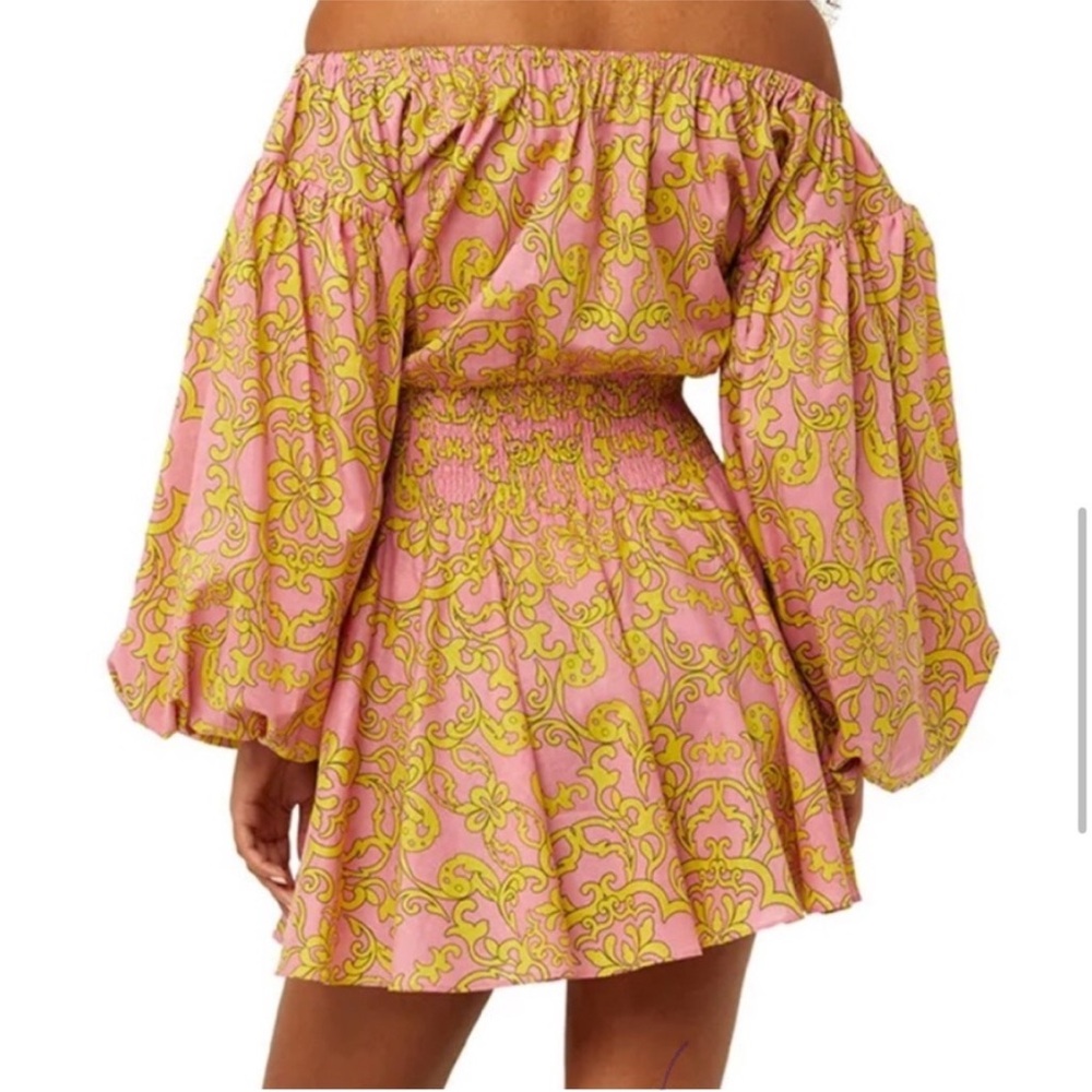 MISA LOS ANGELES Off-Shoulder PINK & GREEN BOHO DRESS SIZE XS - Picture 5 of 12